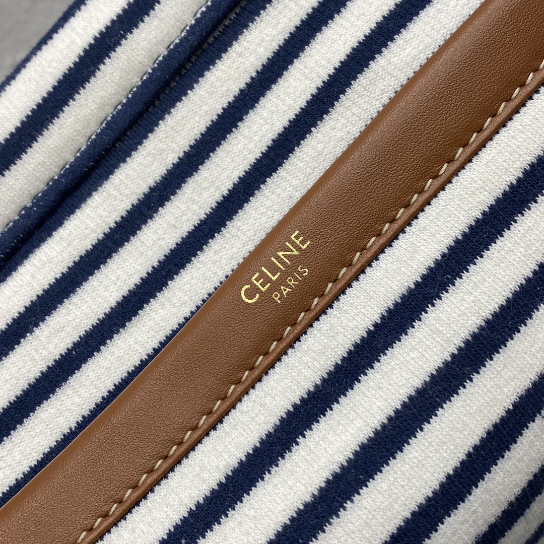 Celine Large Cabas Thais In Striped Textile With Celine Jacquard And Calfskin Cream/Black 196762